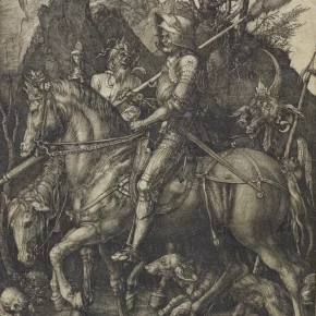 Albrecht Dürer, Ritter, Tod und Teufel, Kupferstich, 24,6 x 19 cm, 1513, Kunstpalast, Sammlung der Kunstakademie Düsseldorf (NRW), Foto: © Kunstpalast- LVR-ZMB – Annette Hiller